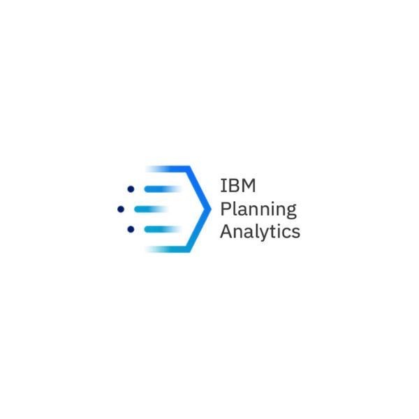 IBM Planning Analytics logo with a stylized hexagonal design in blue.
